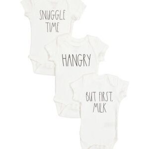 RAE DUNN Newborn 3pk Text Bodysuit Set